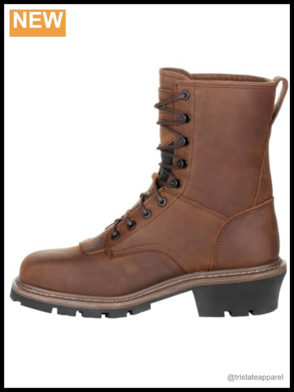 ROCKY Square Toe Logger Waterproof Work Boot Full-Grain Leather 9 Inch